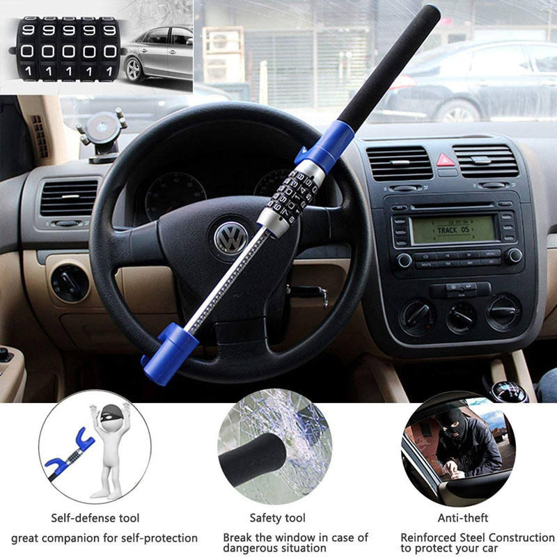 Universal 5-Digit Combination Iron Steering Wheel Lock - JIAX Brand Anti-Theft Car Lock